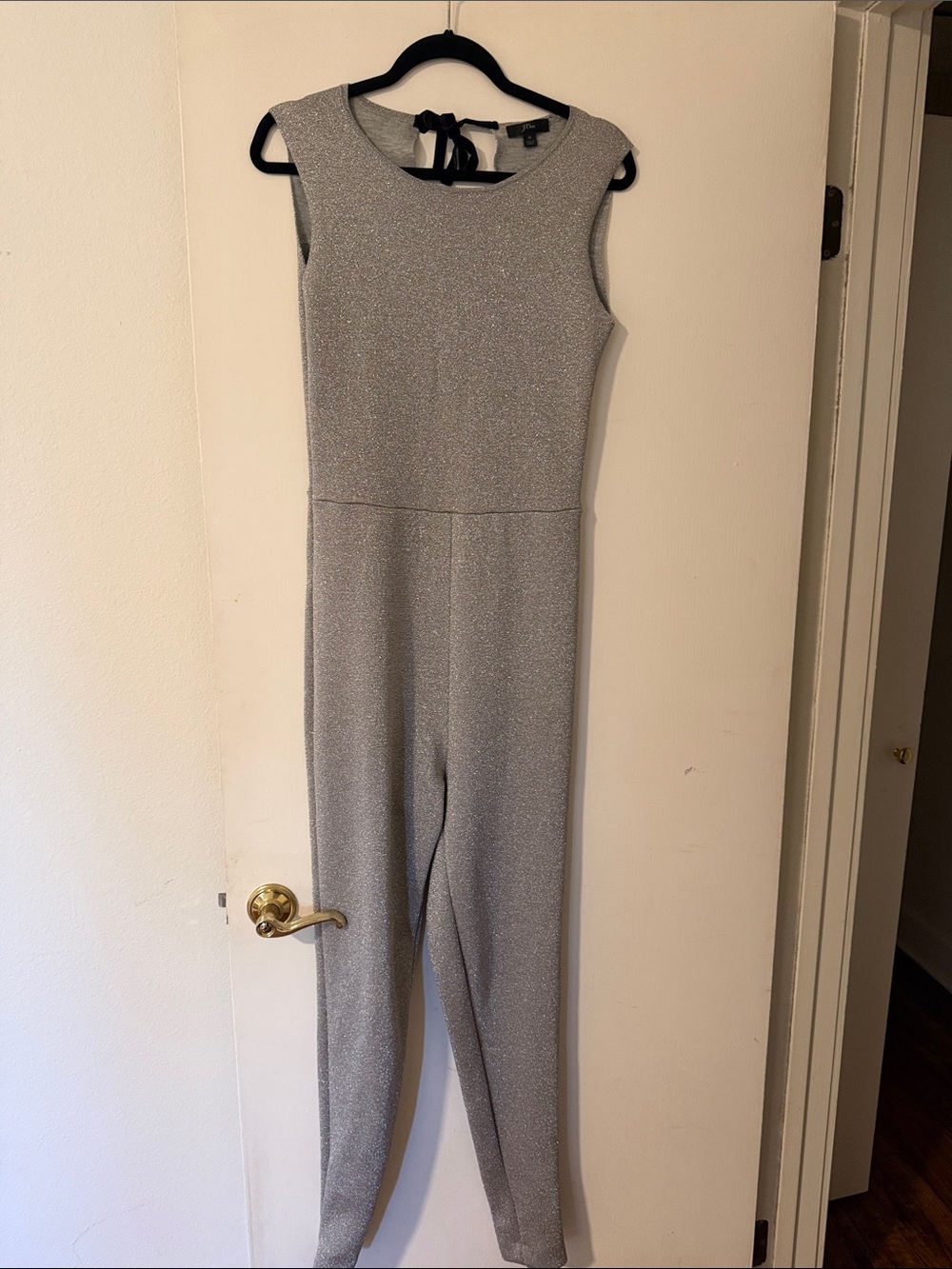 J. Crew Silver Sleeveless Sparkle Jumpsuit